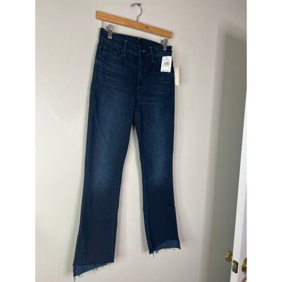 NWT Mother Insider Crop Step Fray Raw Cut Jeans Night Tripper Size: 27 - Picture 3 of 9